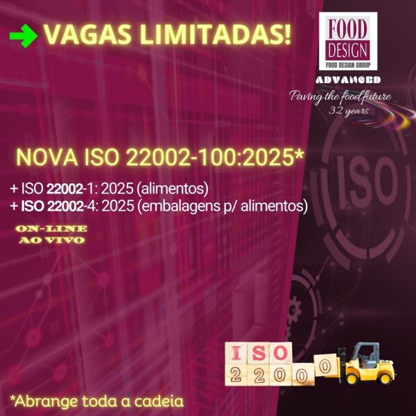 NOVA ISO 22002-100:2025 + ISO 22002-1: 2025 (alimentos) + ISO 22002-4: 2025 (embalagens p/ alimentos)